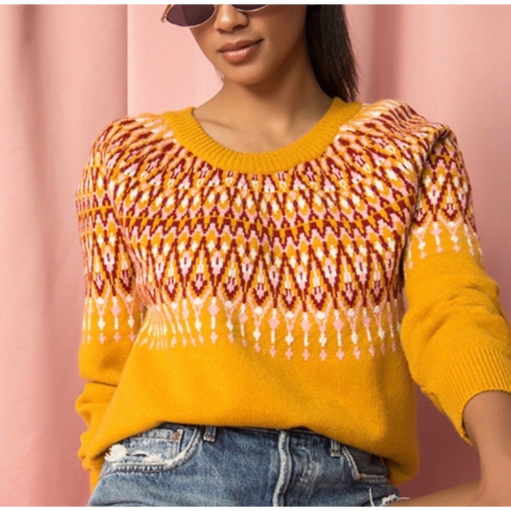 Minkpink Fair Isle Sweater Crew Neck Colorful Size XS
